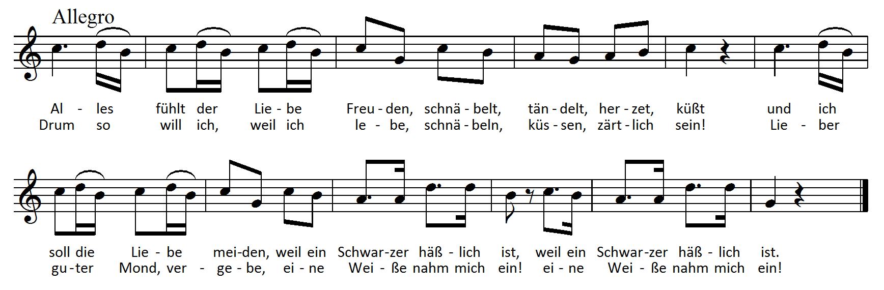 Alle fhlt der Liebe Freuden from Die Zauberflte (Mozart).